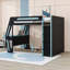 Lit mezzanine avec bureau, lumières DEL, ports de chargement USB, 6 casiers de rangement et 6 tiroirs-129032327