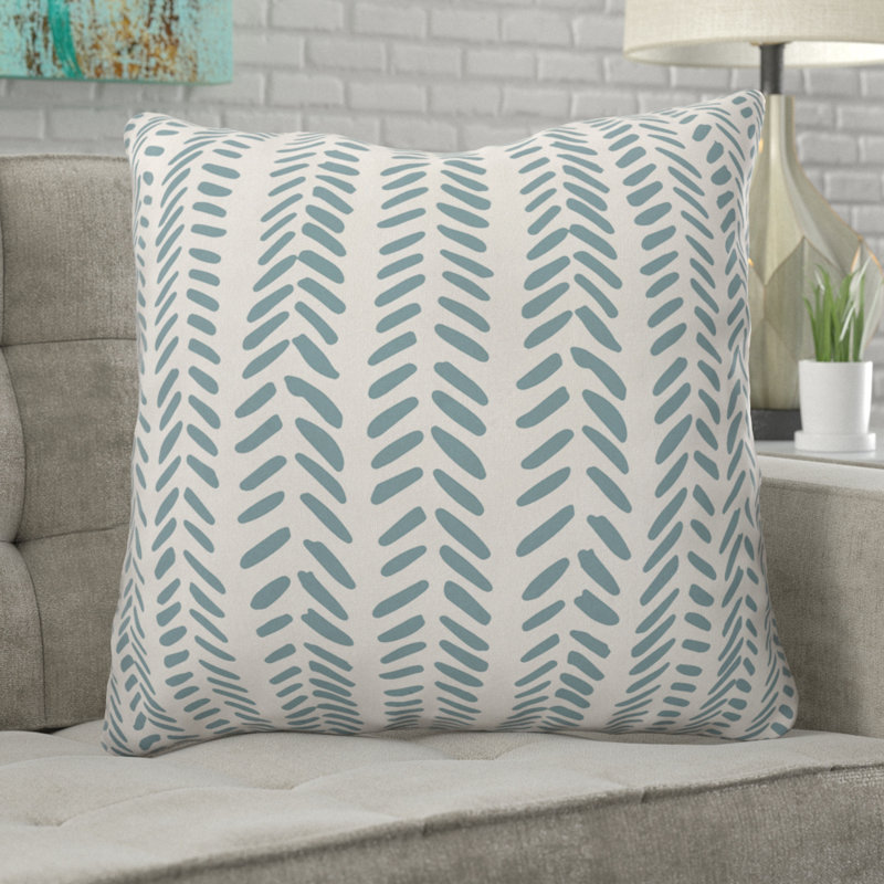 Gray Polyester Square Geometric Throw Pillow 16" x 16"