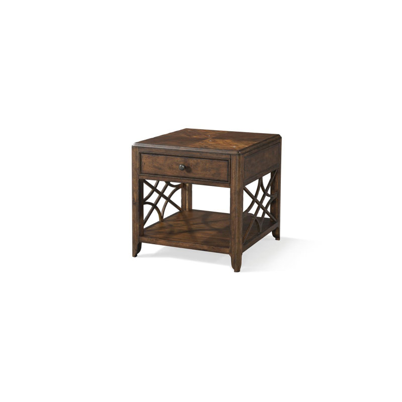 Trisha Yearwood Medium Brown Distressed Wood End Table