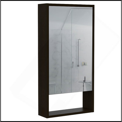 Armoire à pharmacie Modesto, une tablette ouverte, armoire à miroir avec deux tablettes intérieures