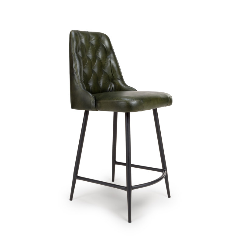 Ronja Upholstered Counter Stool with Metal Frame, Green