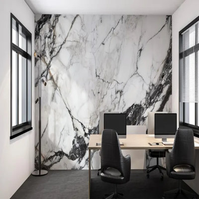 Classic White  Calacatta Marble Wallpaper
