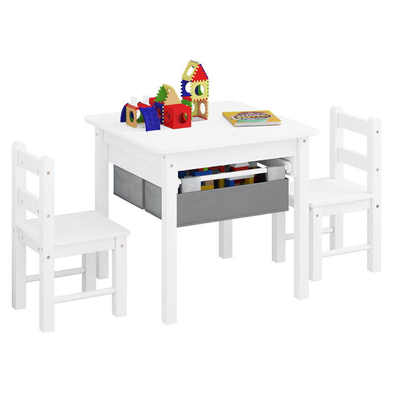 Kamal Kids 3 Piece Square Play Or Activity Table and Chair Set