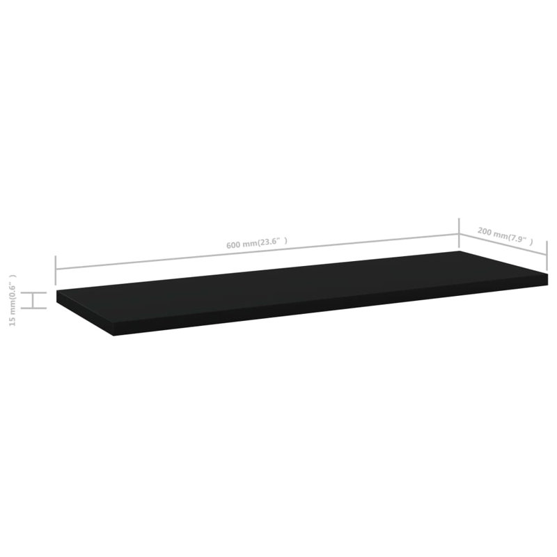 Tablettes flottantes étagères murales, Noir, H 0,6 po x l 31,5 po x P 7,9 po