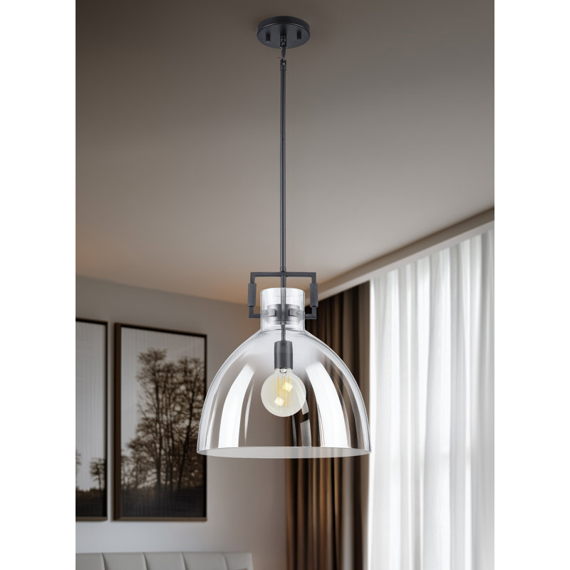 Luminaire suspendu en forme de dôme à 1 lumière Miami, Noir