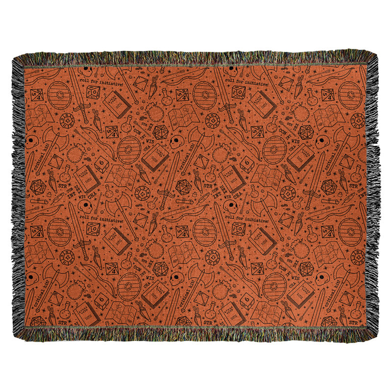 Couverture en coton tissé Katelyn Elizabeth, l 37 po x L 52 po, Orange / Noir