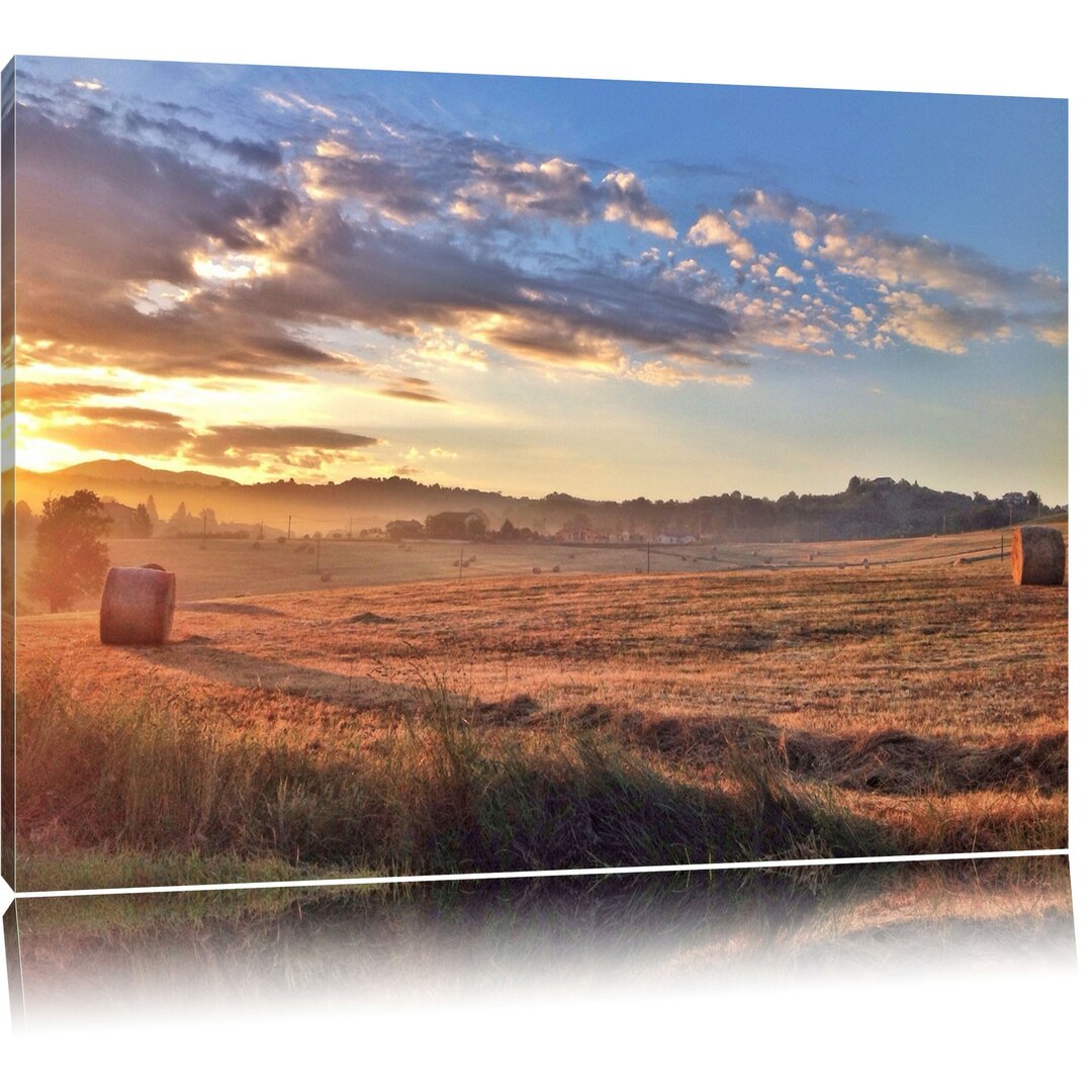 Leinwandbild Getreidefeld im Abendlicht