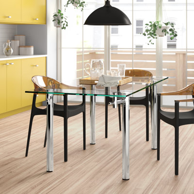 Cara Glass Top Metal Base Dining Table