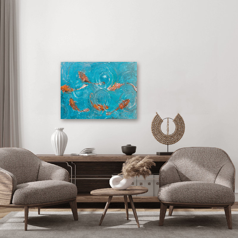 Koi Pond by John Beard - Artist Enhanced Canvas Print, 36" H x 48" W x 1.5" D