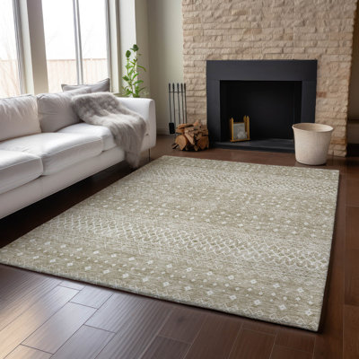 Premium Machine Washable Prisco Taupe Rug