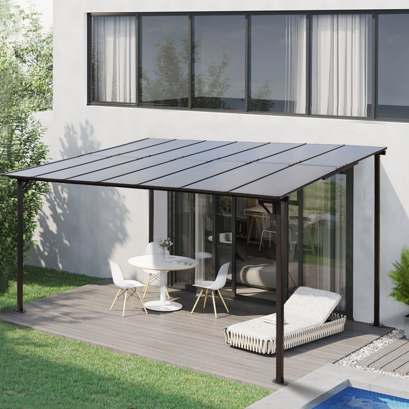 Auvent de jardin extérieur en polycarbonate mural, 10 pi x 10 pi