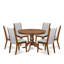 L'ensemble de table de salle à manger 5 pièces comprend une table de salle à manger de style Mid-Century et 4 chaises de salle à manger en lin gris avec dossier haut, noyer antique-587220955