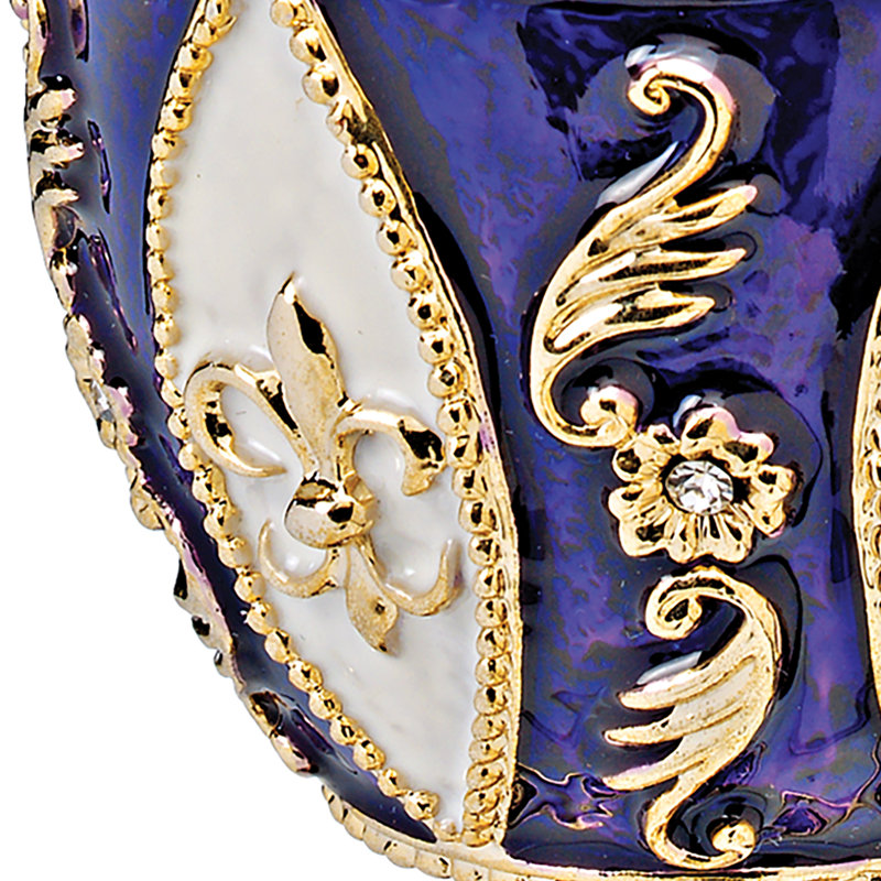 Enameled Eggs Pewter Decorative Box, Purple