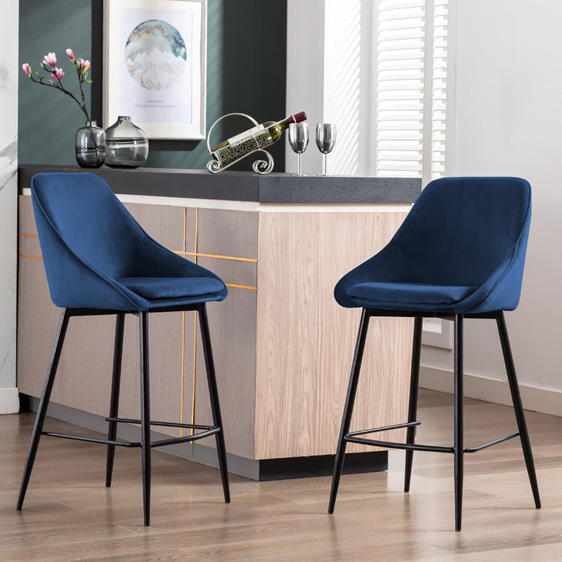Layken Bar Stool, Counter Stool (26' Seat Height), Blue