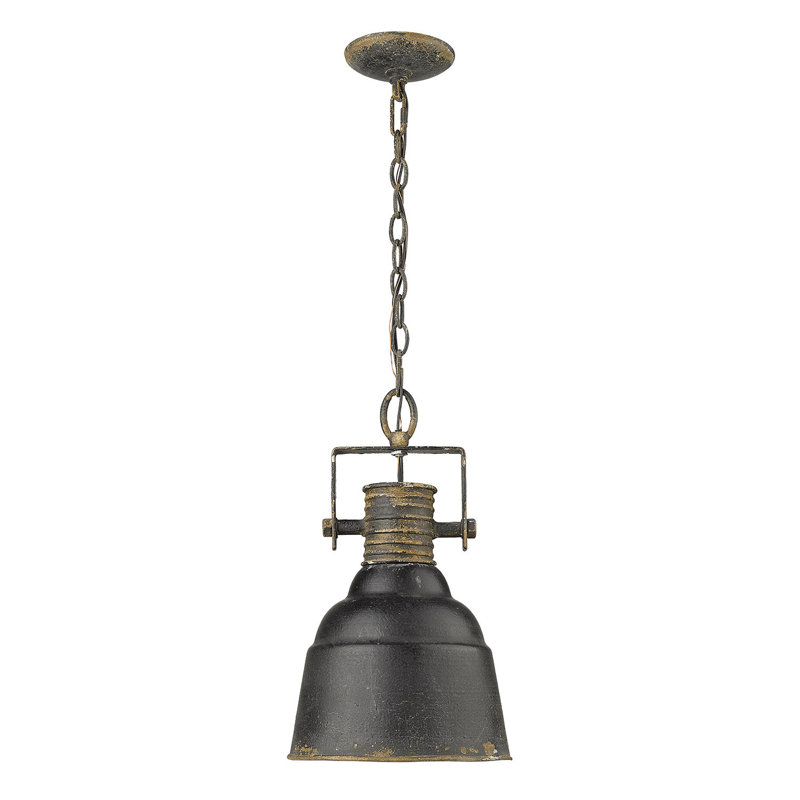 Edie 1 - Light Antique Black Iron Shaded Pendant