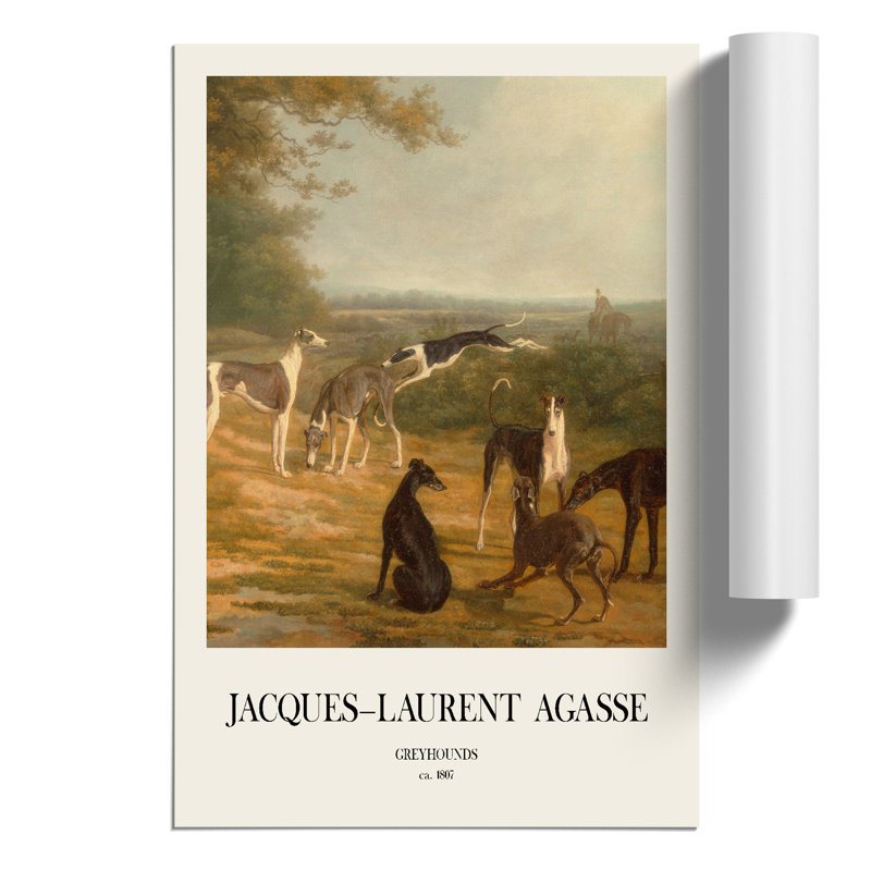 Nine Greyhounds Vol.1 by Jacques-Laurent Agasse - No Frame Print, 30cm H x 21cm W x 0.1cm D
