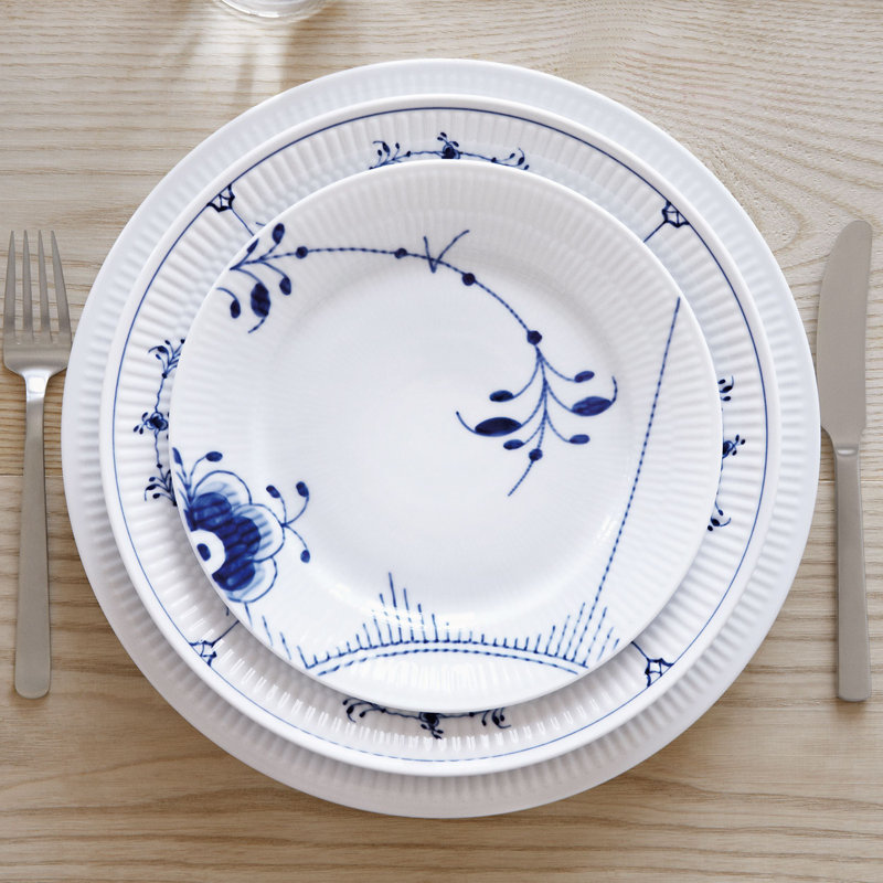 Blue Fluted Plain Luncheon 9.8425" Salad or Dessert Plate