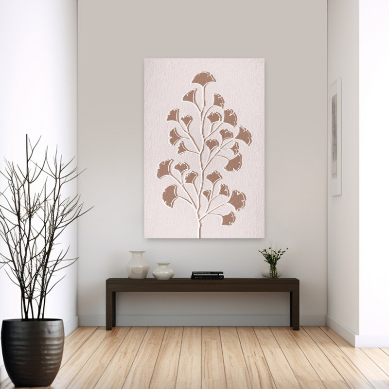 Elegant Ginkgo Foliage Delicate Elegant Minimalist Nature Plant Wall Art Print by Martina - Wrapped Canvas Print