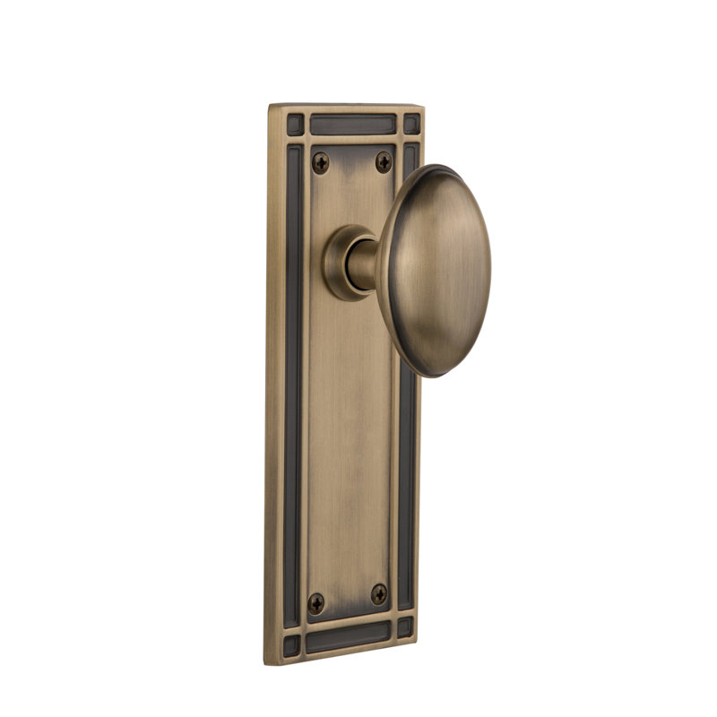 Mission Plate with Homestead Door Knob, Antique Brass, 2 3/8"