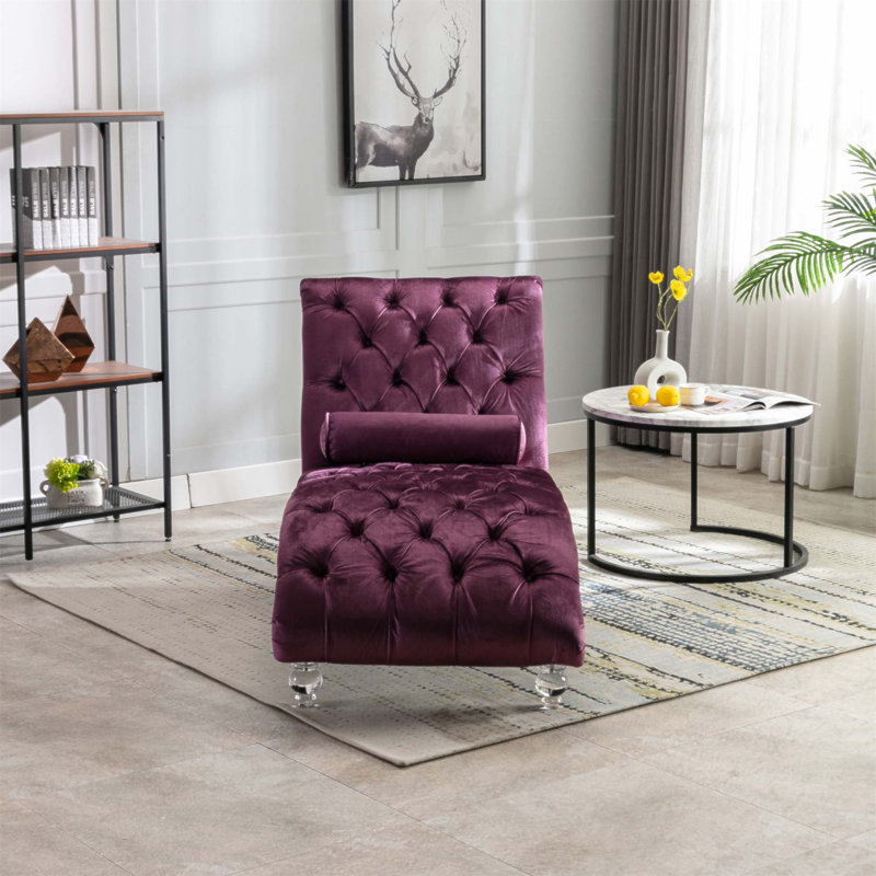 Chaise longue rembourrée Daria, Velours mauve