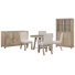 48" Round Dining Table With 4 Host Chairs Buffet And Display Cabinet