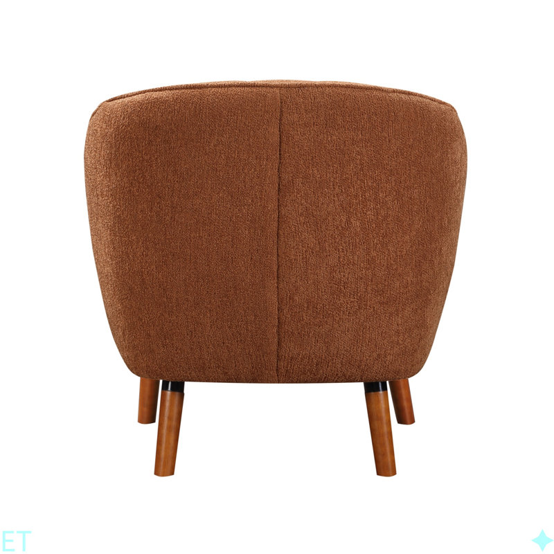Chaise d'appoint Mid-Century moderne en chenille 1pc, Rouille