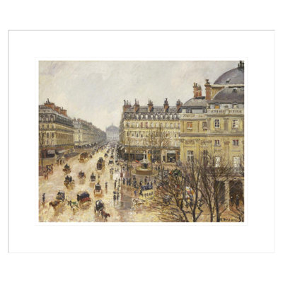 Place du théâtre français à Paris: pluie par Camille Pissarro - estampe numérique encadrée