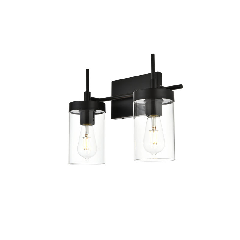 Éclairage pour meuble-lavabo à intensité variable Annisha, Noir, H 11 po x l 14 po x P 14 po, Deux lumières