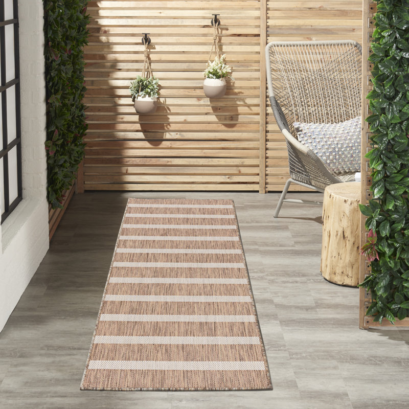Shaila Striped Indoor / Outdoor Rug, Runner 2' x 6', Jute/Ivory