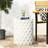 Outdoor Lightweight Concrete , Geometric Design, Functional And , No Assembly, 15.35"D X 19.07"H, Antique White Color Finish Modern Side Table, Touch, Functional, Assembly Required, 15.35 In Width