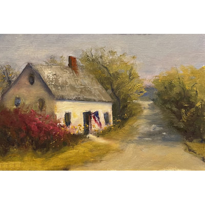 «Cottage with Flag on Canvas» par Marilyn Wendling, reproduction