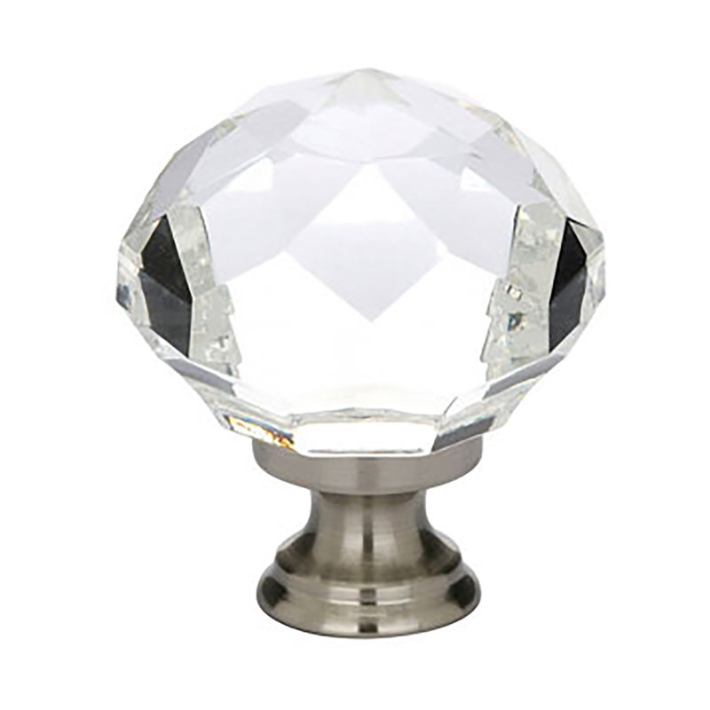 Crystal Round Knob, 1", Satin Nickel