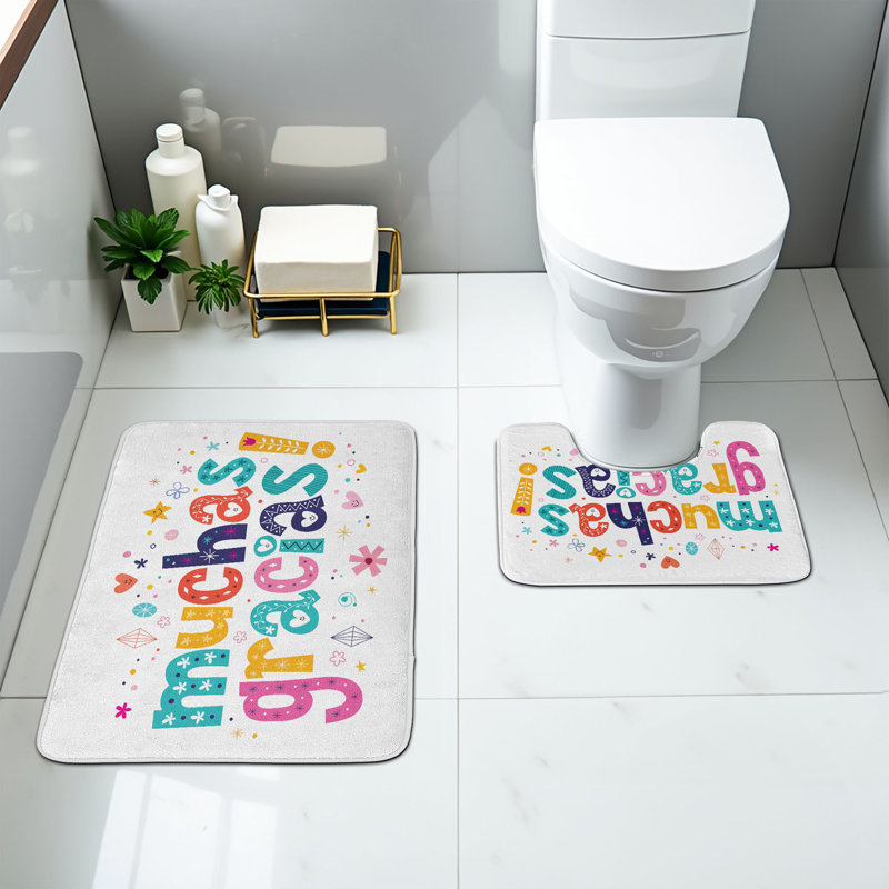  Multicolore tapis de salle de bain 2 pièces