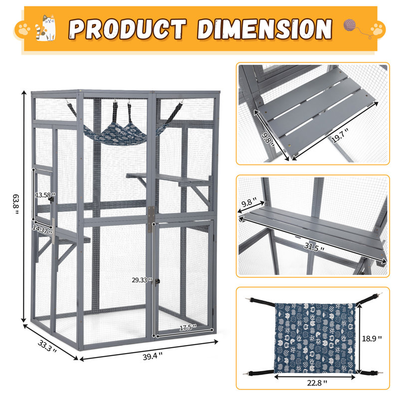 Enceinte de chat d'extérieur Catio, Gris / noir