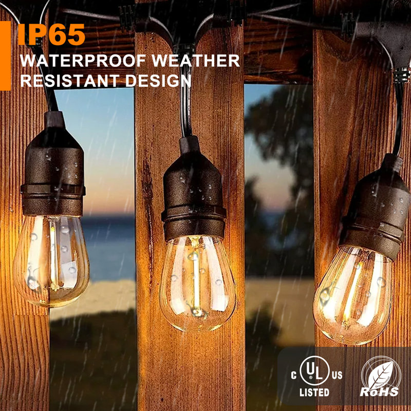 12-Ft  Pulg In String Light Outdoor Decoration Waterproof Connection Patio Lights with Shatterproof LED Bulbs
