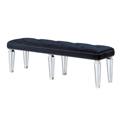 Banc Emmitt, velours bourgogne et miroir
