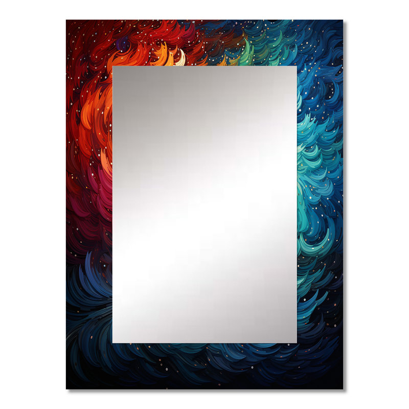 Tempête colorée tourbillon kaléidoscope II - grand miroir de tempêtes, décor de miroir mural traditionnel, 32 po x 24 po
