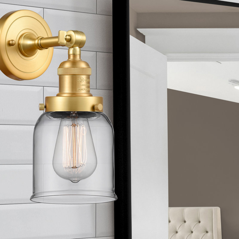 Franklin Restoration Bell - 1 Light 5" Sconce, Clear, Satin Gold, No Bulb Included
