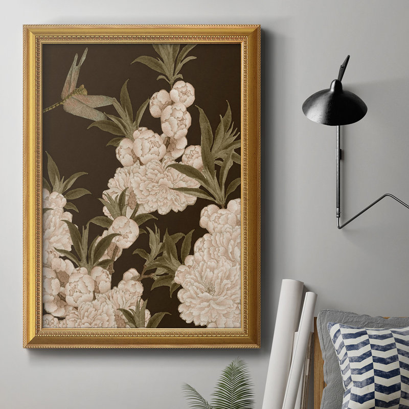 Toile encadrée asiatique de qualité supérieure Brocade III - prête à être accrochée, H 27 po x l 18 po x P 2,5 po