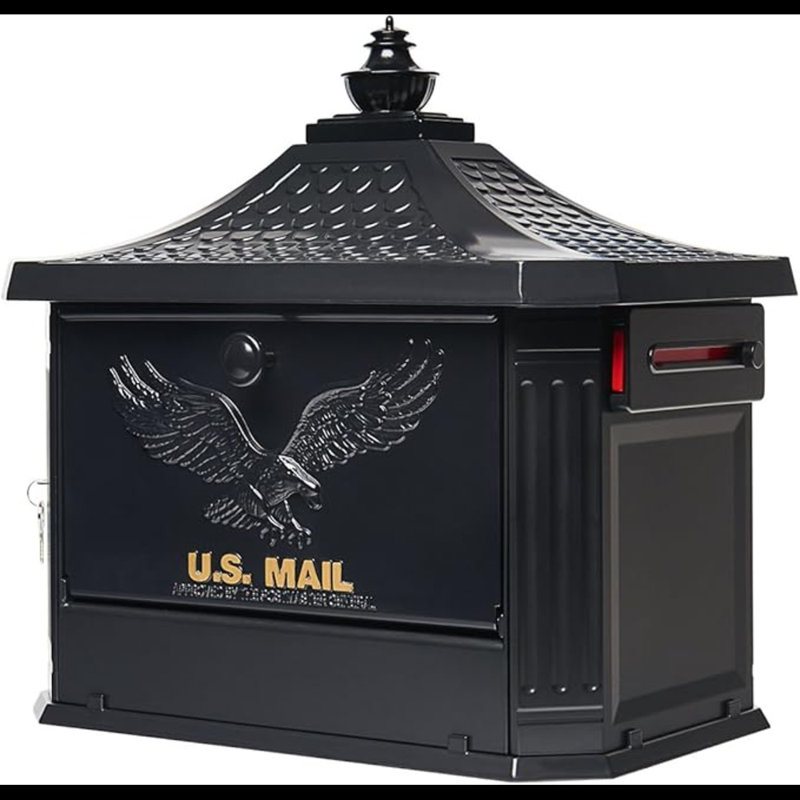 Hamilton Black Cast Aluminum Locking Post Mount Mailbox