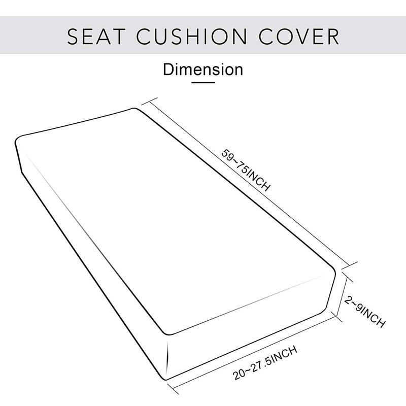 Housse pour canapé à coussins carrés / rectangulaires Dlerfeut, Blanc, H 9 po x l 75 po x P 27,5 po