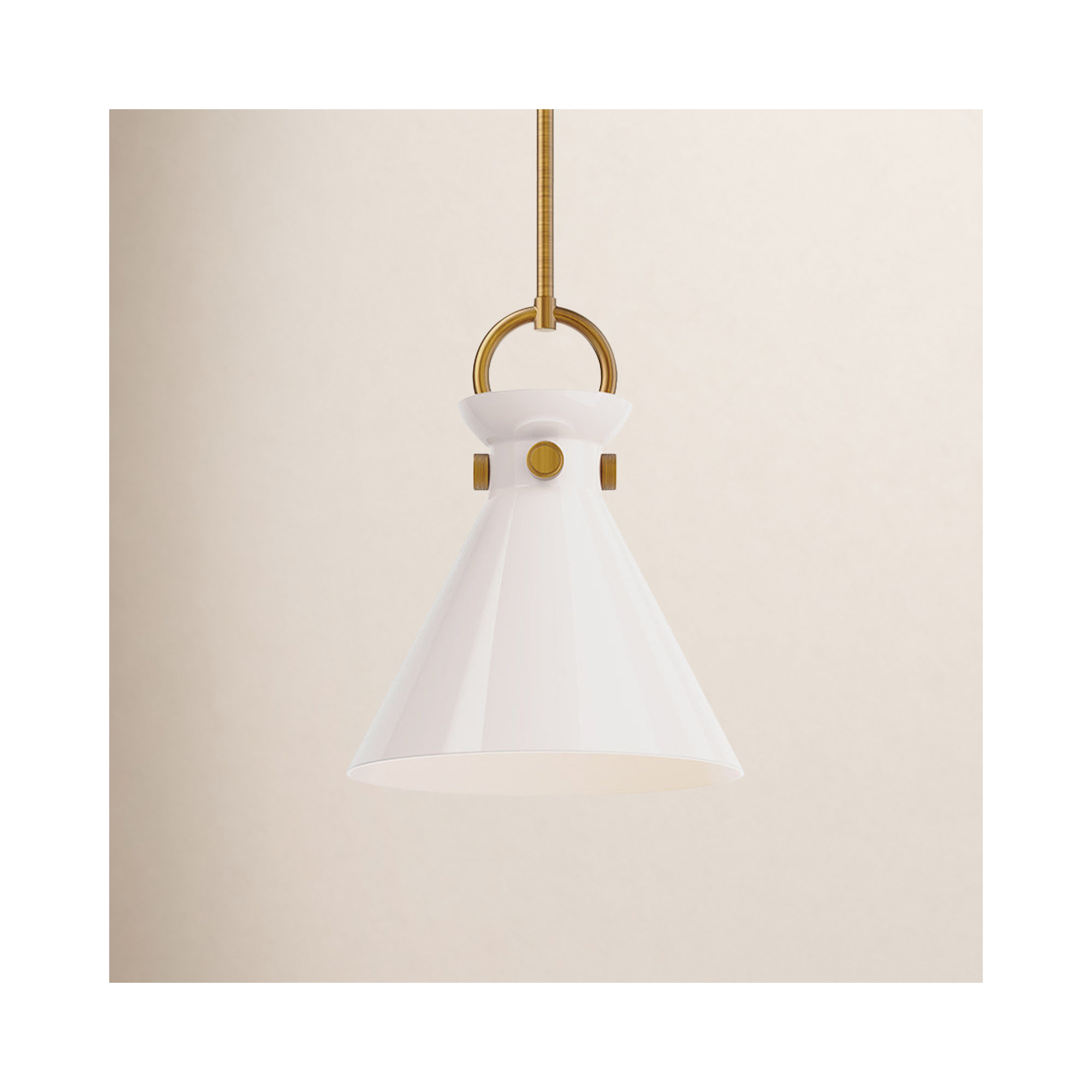 Tiney Single Light Glass Steel Pendant, 12.75" H x 10.5" W x 10.5" D, Aged Gold