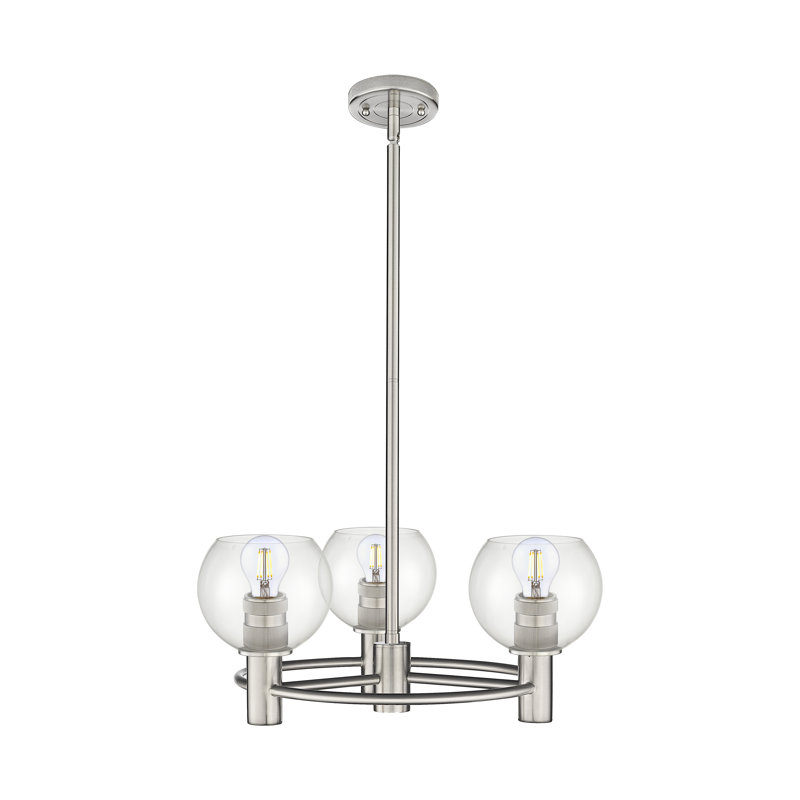 Luminaire suspendu 3 tiges Crown Point, L 18 po x P 18 po, Nickel satiné