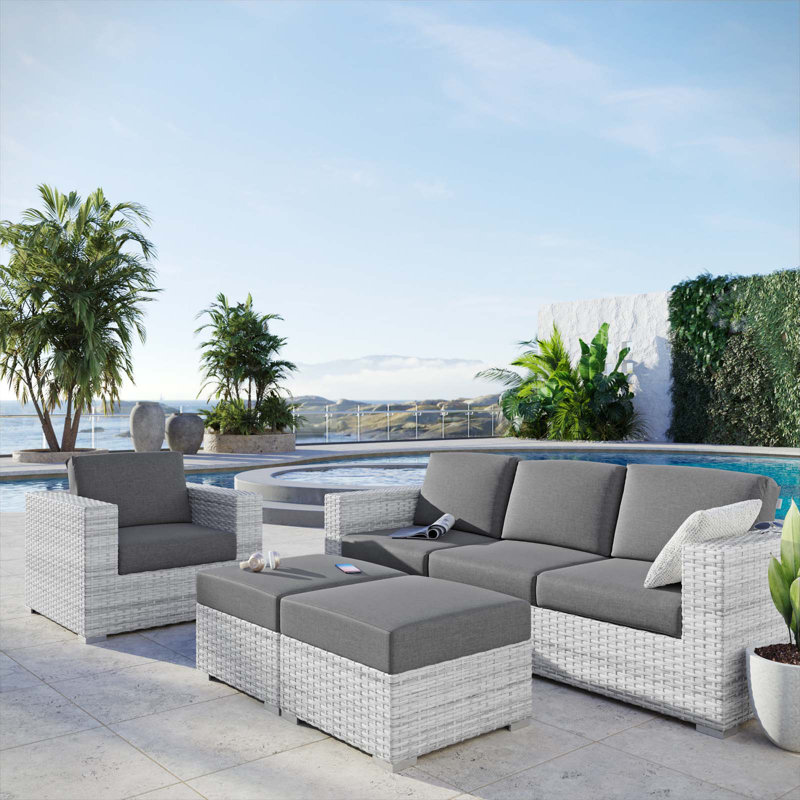 Ensemble de patio extérieur 4 pièces Convene, Gris anthracite
