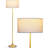 Quinn 60 in. Mid-Century Modern 1-Light LED Energy Efficient Floor Lamp with Fabric Drum Shade