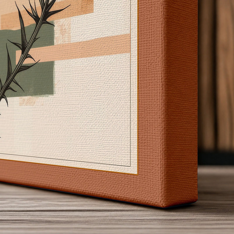 Thistle in Geometry Botanical - Wrapped Canvas, 24x16 - 61.0 x 40.6 cm, Terracotta Border