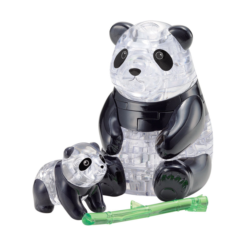 Panda et bébé en cristal 3D