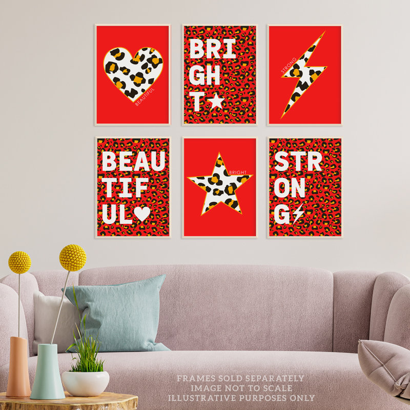 Leopard Pattern Bold Shapes Beautiful Bright Strong - 6 Piece No Frame Print Set, 40.5cm H x 30.5cm W x 0.3cm D