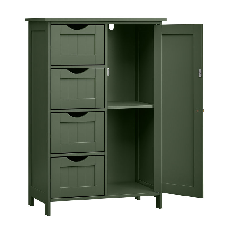 Armoire de rangement Manhattan Floor, armoire autoportante, avec 4 tiroirs, tablette ajustable, Vert