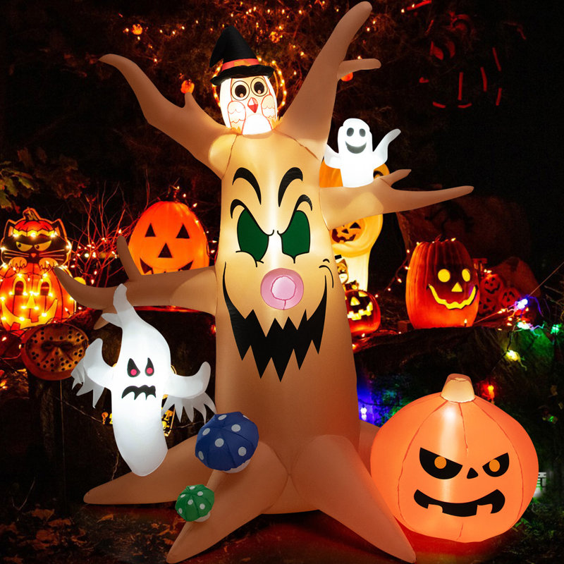Décoration d'Halloween gonflable fantômes blancs avec citrouille